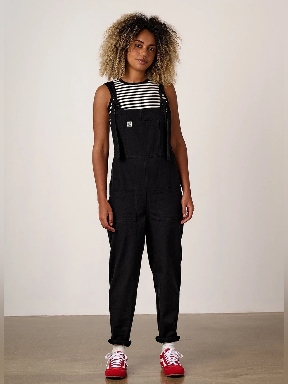 NWT Lucy and Yak Women’s Size US 12 Petite Black 100% Cotton Overalls Dungarees